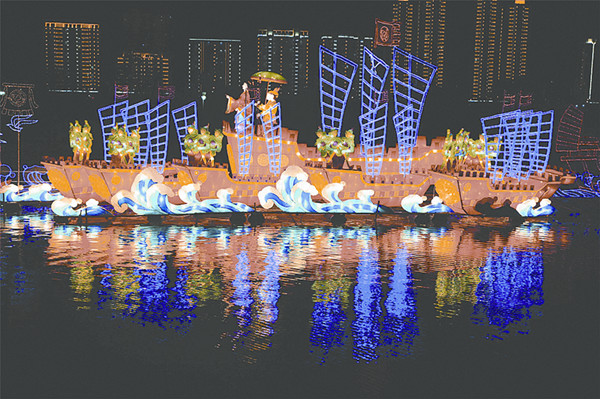 首屆冀州“夜游衡水湖燈光展”開幕(圖1)